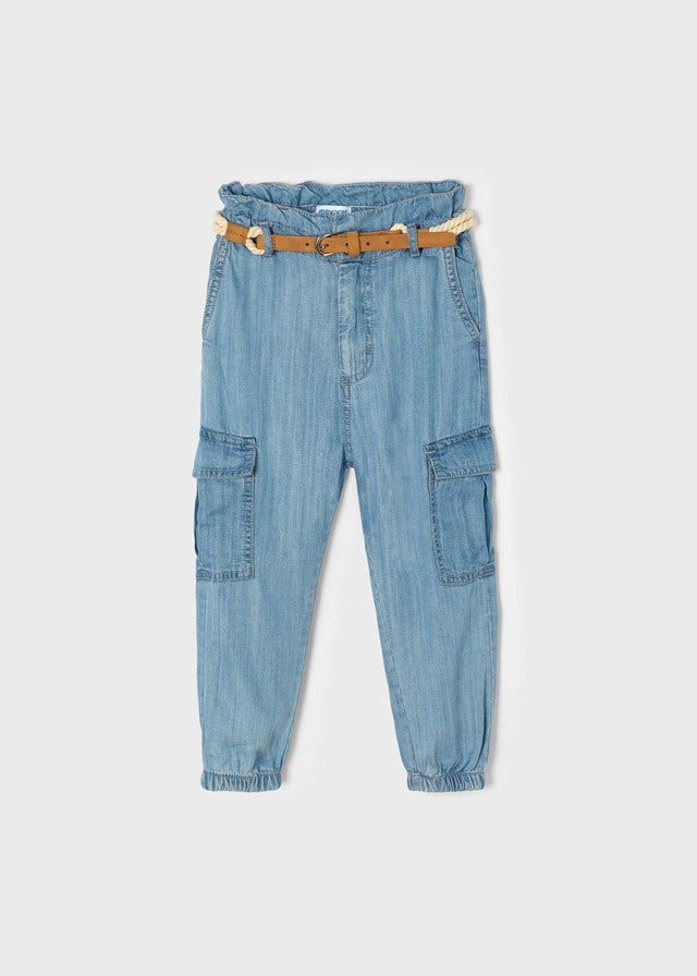 Mayoral 22-03590-016 Spodnie z paskiem dziewczynka 3590-16 jeans - - #tag1# - #tag2# - #tag3# - #tag4#