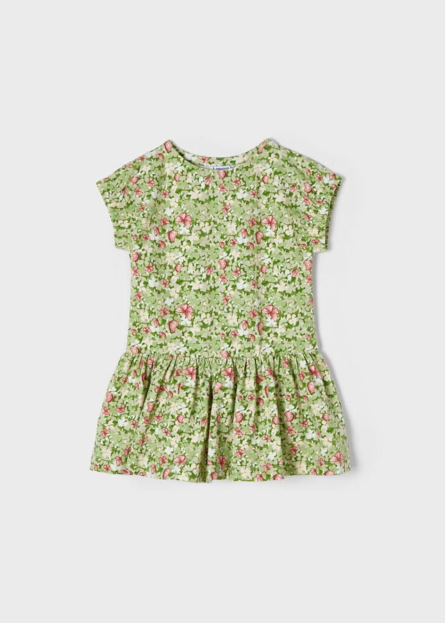 Mayoral 22-03943-010 Sukienka z nadrukiem dziewczynka 3943-10 liść laurowy -  - #tag1# - #tag2# - #tag3# - #tag4#