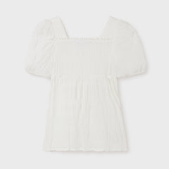 Mayoral 22-06122-077 Bluzka ze strukturą dziewczynka 6122-77 kremowy