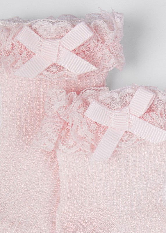 Mayoral 22-09480-026 Skarpetki wizytowe z falbanką dziewczynka 9480-26 pale blush -  - #tag1# - #tag2# - #tag3# - #tag4#