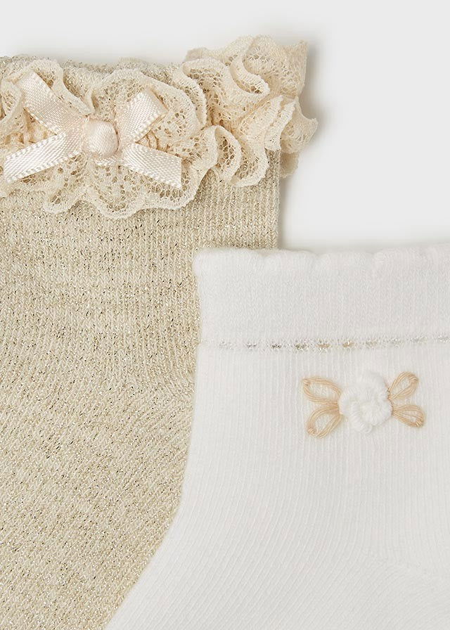 Mayoral 22-10176-077 Zestaw 2 pary skarpet dziewczynka 10176-77 szampan -  - #tag1# - #tag2# - #tag3# - #tag4#