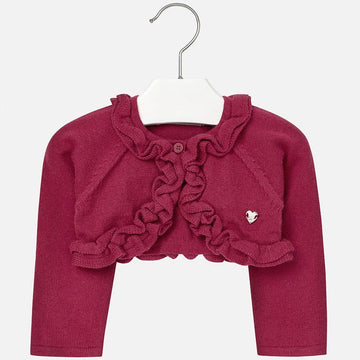Mayoral 2324-92 Sweter rozpinany trykot falbanki kolor Czerwona porzeczka - - #tag1# - #tag2# - #tag3# - #tag4#