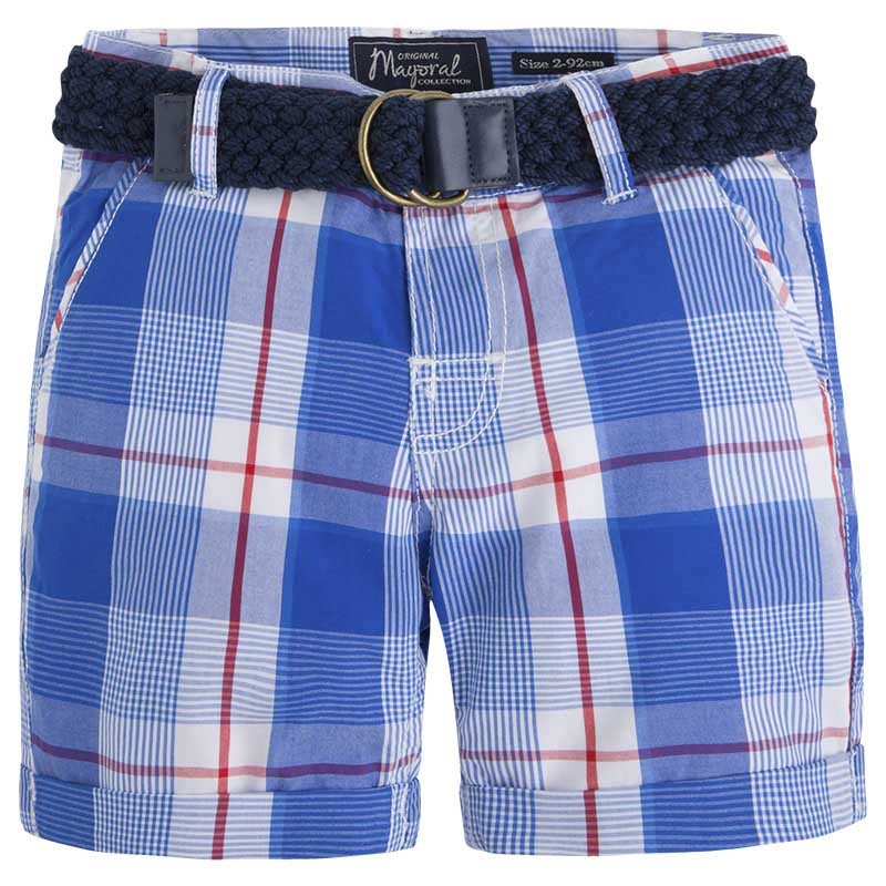 Mayoral 3252-61 Bermudy krata z paskiem kolor Niebieski - - #tag1# - #tag2# - #tag3# - #tag4#