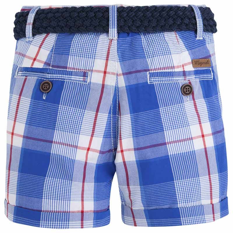 Mayoral 3252-61 Bermudy krata z paskiem kolor Niebieski - - #tag1# - #tag2# - #tag3# - #tag4#
