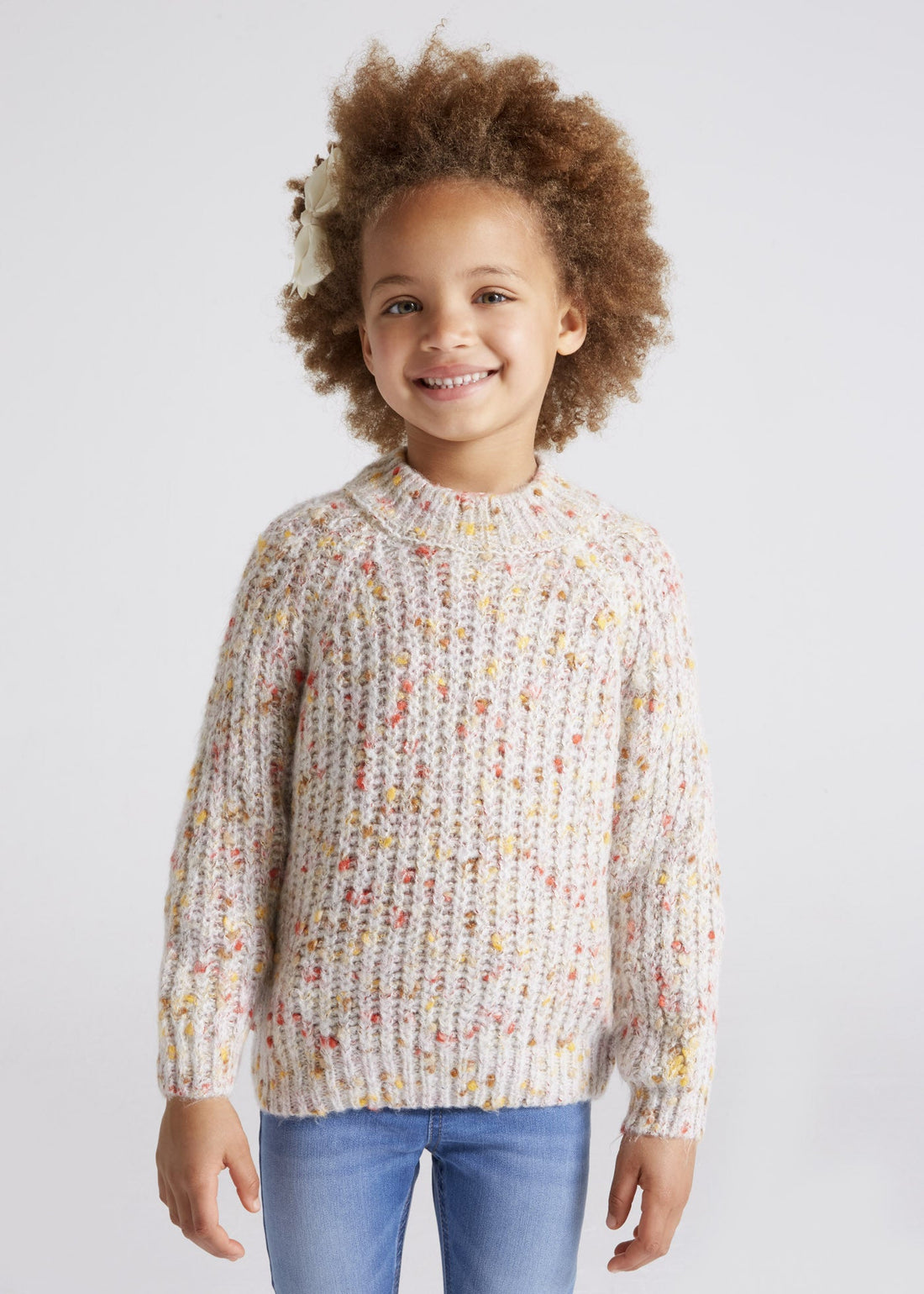 Mayoral 4307-89 Sweter dla dziewczynki kolor krem/pomarańcz -  - #tag1# - #tag2# - #tag3# - #tag4#