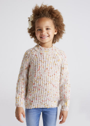 Mayoral 4307-89 Sweter dla dziewczynki kolor krem/pomarańcz - - #tag1# - #tag2# - #tag3# - #tag4#