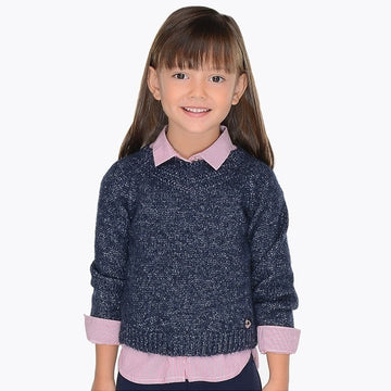 Mayoral 4322-32 Sweter dziewczęcy wkładany przez głowę granat - - #tag1# - #tag2# - #tag3# - #tag4#