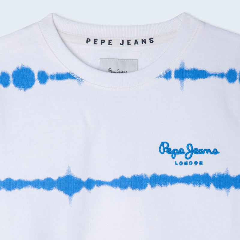 Pepe Jeans Bluza EDGAR junior chłopak PB581402-516 biały/niebieski - - #tag1# - #tag2# - #tag3# - #tag4#