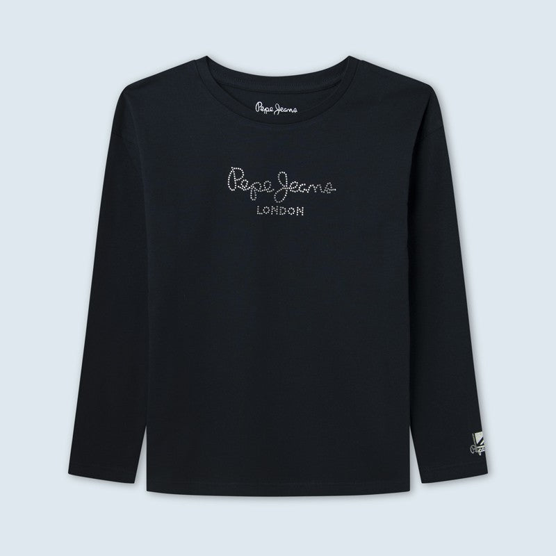 Pepe Jeans Koszulka z logo NURIA L/S junior dziewczyna PG502319-594 DULWICH - - #tag1# - #tag2# - #tag3# - #tag4#