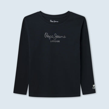 Pepe Jeans Koszulka z logo NURIA L/S junior dziewczyna PG502319-594 DULWICH - - #tag1# - #tag2# - #tag3# - #tag4#