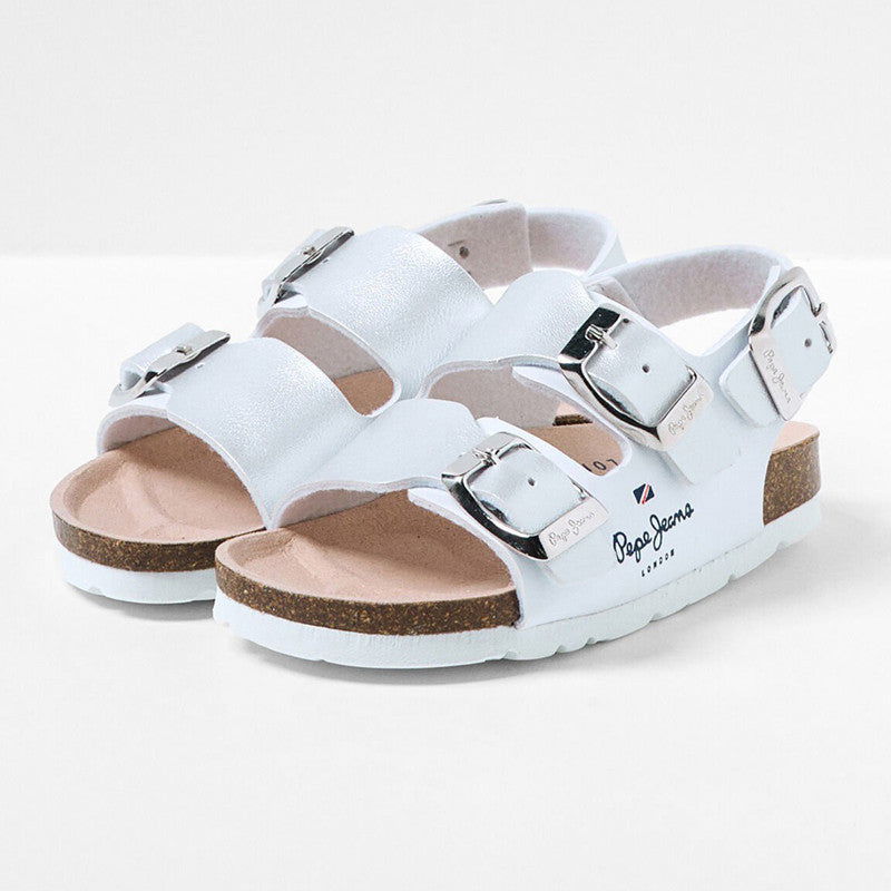 Pepe Jeans Sandały BIO CORP GIRL junior girl PGS90185-800 WHITE - - #tag1# - #tag2# - #tag3# - #tag4#