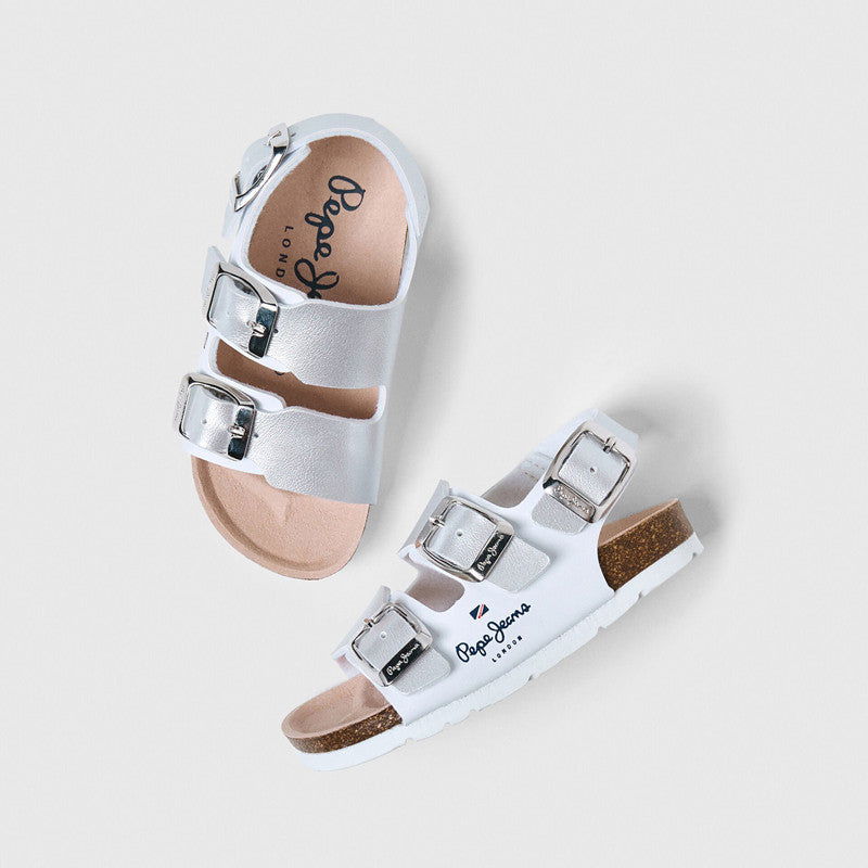Pepe Jeans Sandały BIO CORP GIRL junior girl PGS90185-800 WHITE - - #tag1# - #tag2# - #tag3# - #tag4#