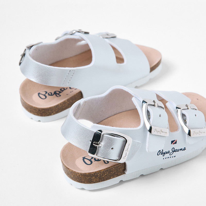Pepe Jeans Sandały BIO CORP GIRL junior girl PGS90185-800 WHITE - - #tag1# - #tag2# - #tag3# - #tag4#