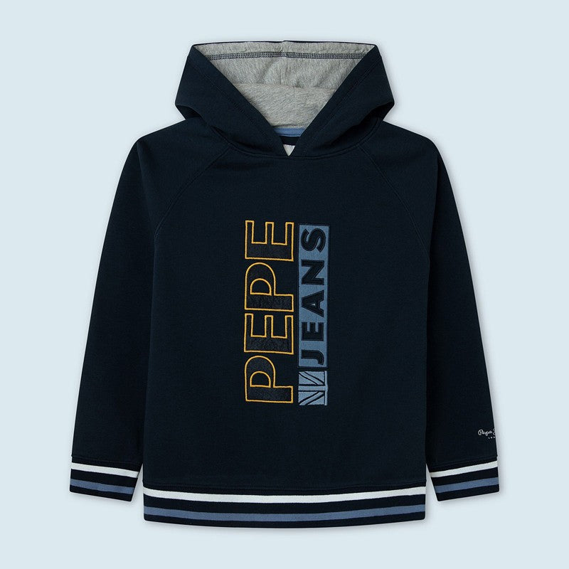 Pepe Jeans bluza z kapturem i haftowanymi literami JOHNNY junior chłopak PB581362-594 DULWICH - - #tag1# - #tag2# - #tag3# - #tag4#