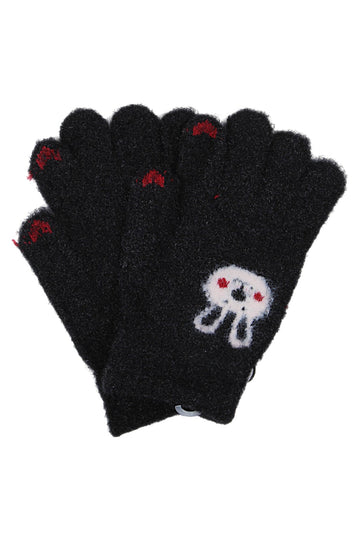 Rękawiczki królik dziewczęcy czarny Euro Gloves D-229-91025