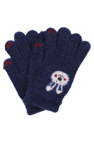 Rękawiczki dziewczęce królik granat Euro Gloves D-229-91025-23