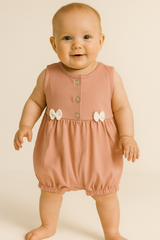 Rampers bawełniany dziewczęcy pudrowy róż Hoppala H-4166-5625