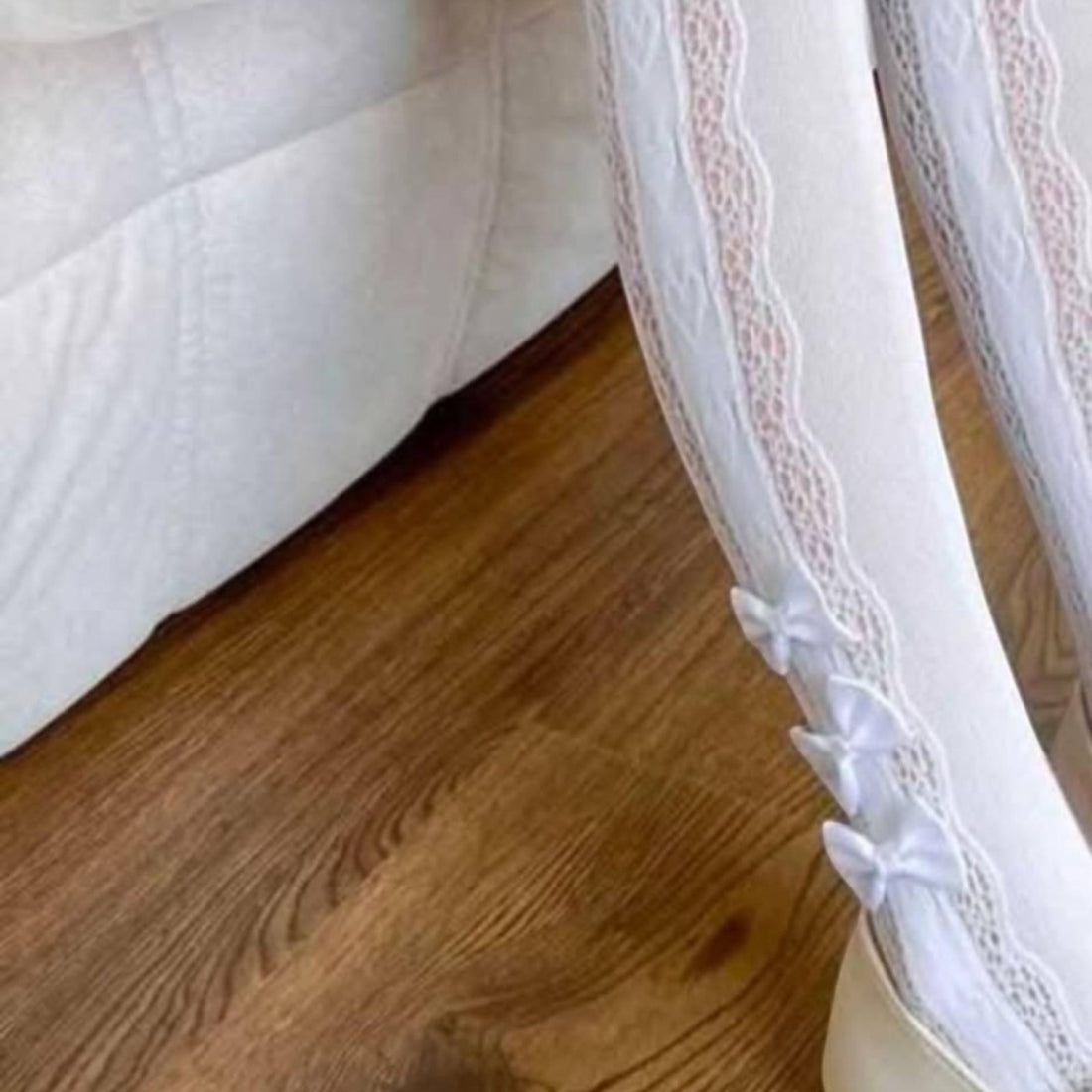 Openwork tights with a bow for girls white Kidodido K2316-1-15425