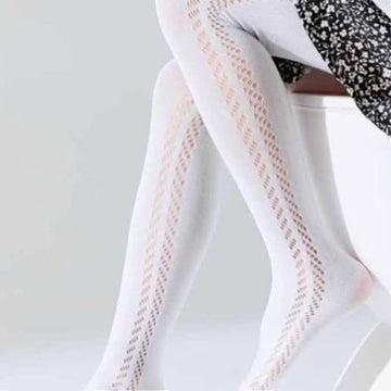 Rajstopy ażurowe dziewczęce biały Kidodido k32212-15425