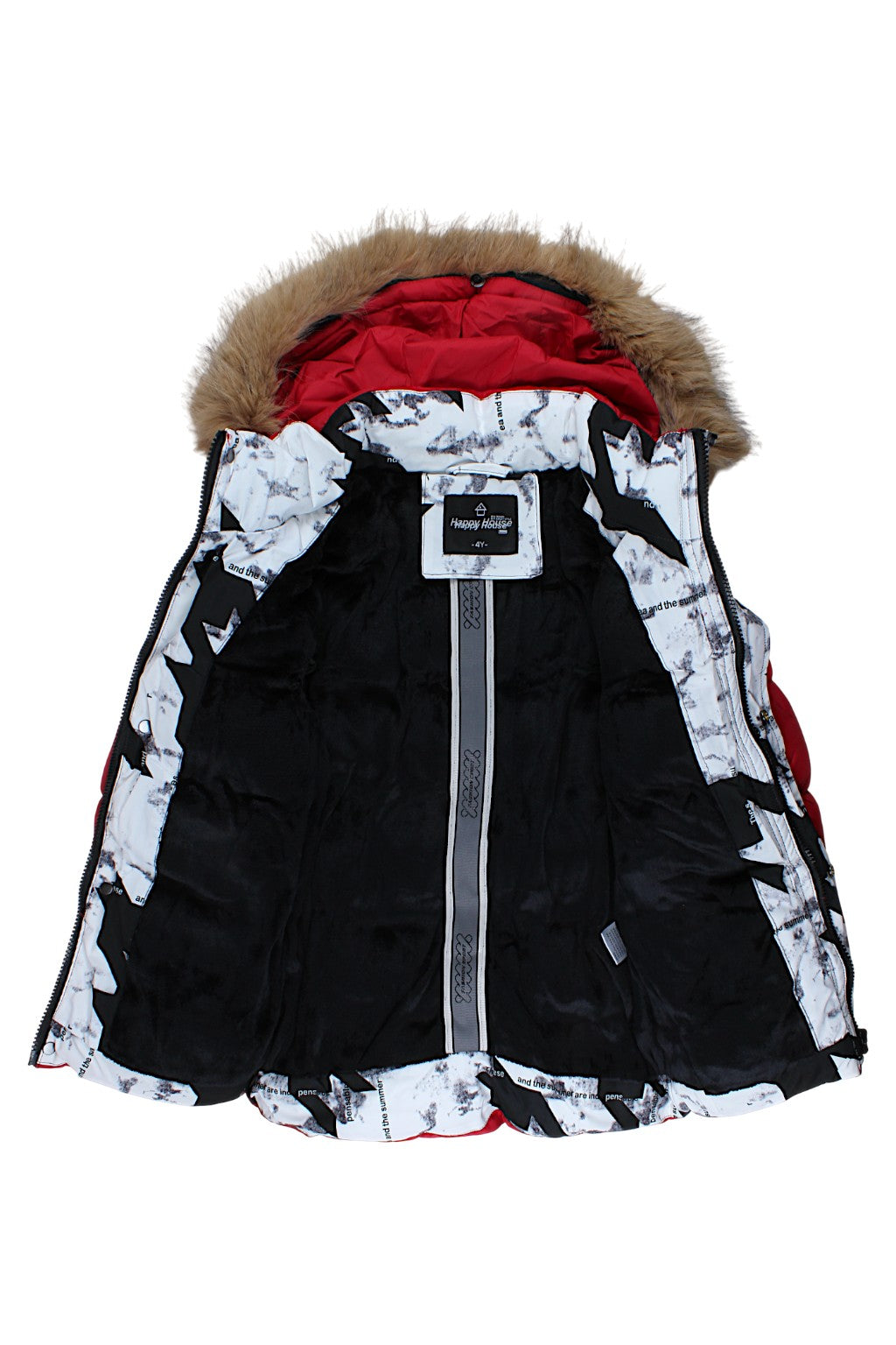 Kurtka z kapturem futerko czerwona chłopięca Happy House KK-1055-91025