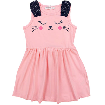 Baumwollkleid für Mädchen rosa 6880-24624 GKMOD