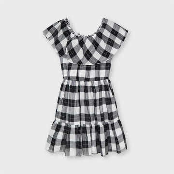 Mayoral 6925-76 Schwarzes kariertes Kleid für Mädchen