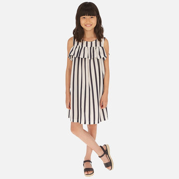Mayoral 6964-42 Marineblaues gestreiftes Kleid für Mädchen