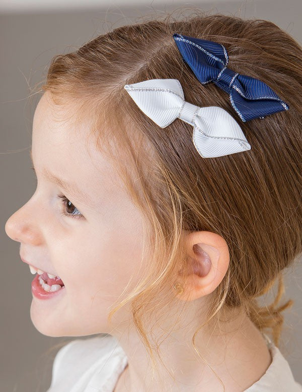 Set of two hair clips for girls Abel & Lula 5414-7 White/navy blue