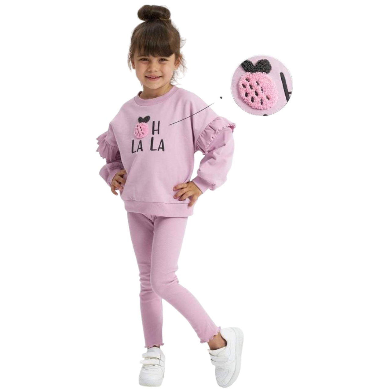 Set of blouse and leggings striped girl's powder pink Bupper 24125-19924