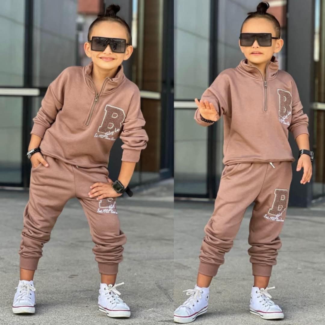 Boy's brown stand-up collar tracksuit Bam Bam 60136-251124-4