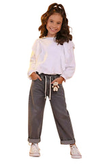 Jeansowe kuloty z misiem dziewczęce czarny Gocer 1002-161225-14