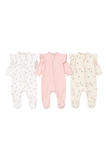3-pak pajacyk rozsuwany dziewczęce pudrowy róż Murat Baby 10301-26326-39