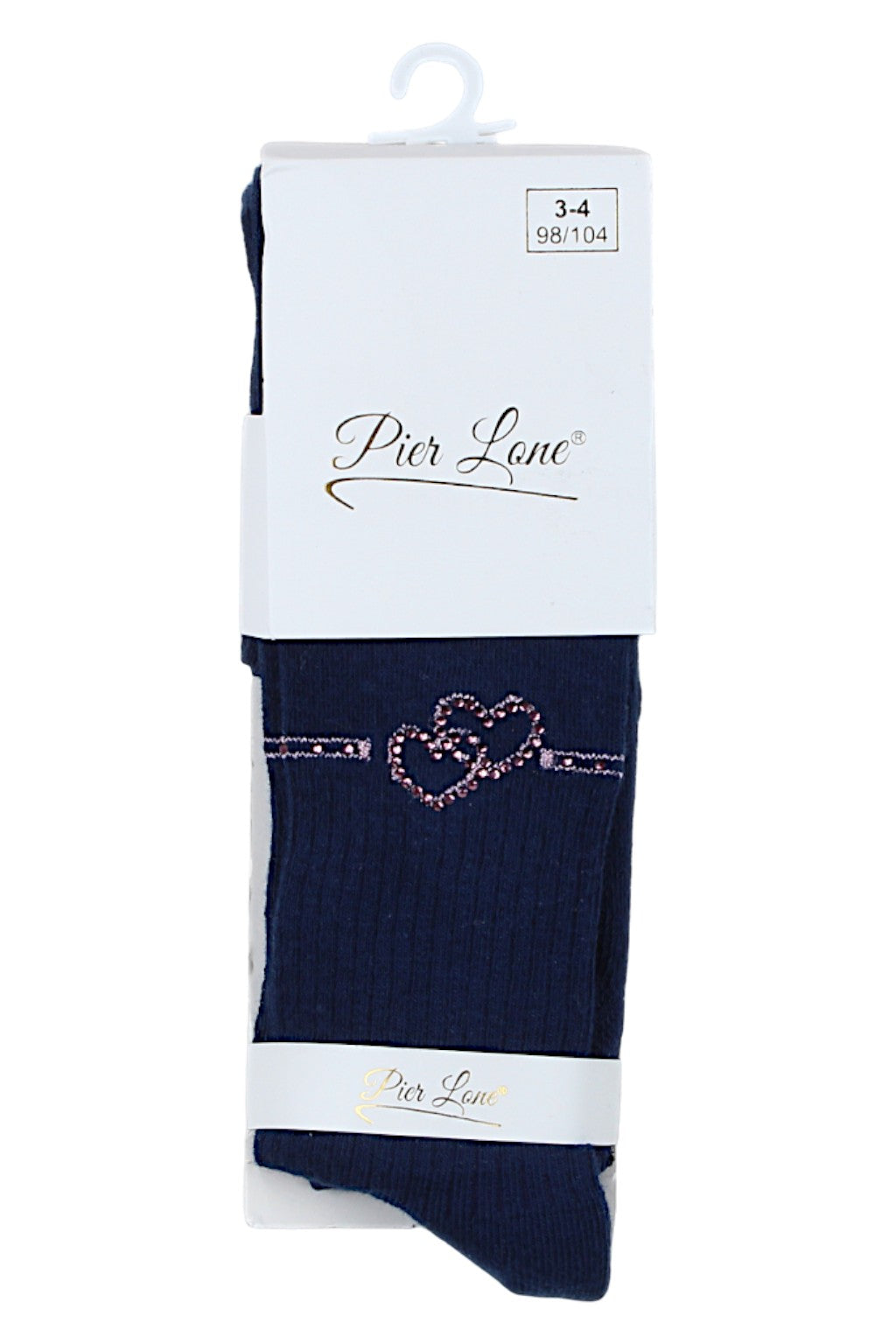 Rajstopy cyrkoniowe serduszko dziewczęce granat Pier Lone 1609-291025-23