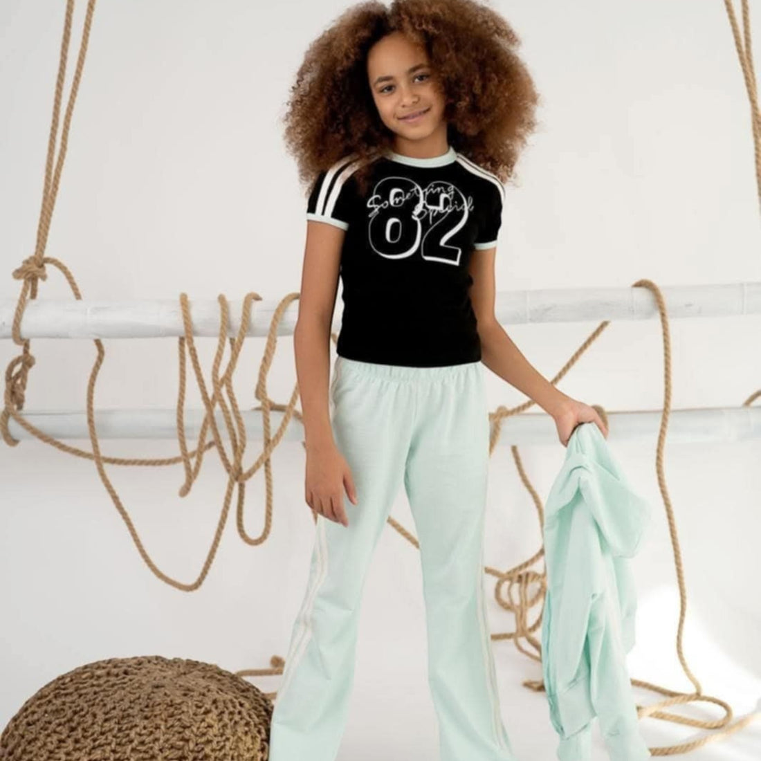 Girls' flared trousers, mint, Kiz 17225-10124-32