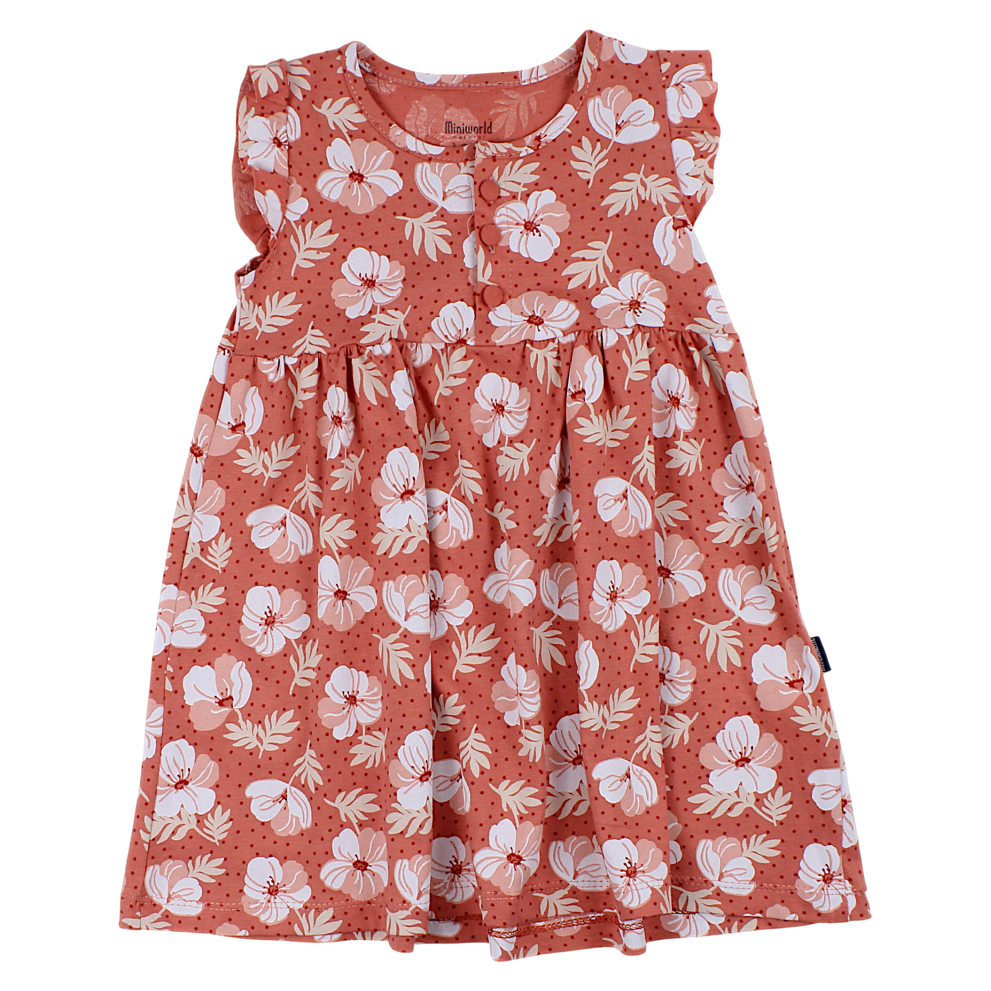 Sukienka bawełniana kwiaty dziewczęca pomarańcz Mini Word 17254-13525-51