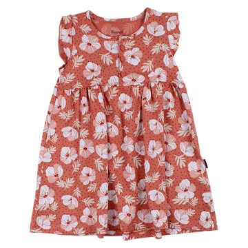Sukienka bawełniana kwiaty dziewczęca pomarańcz Mini Word 17254-13525-51