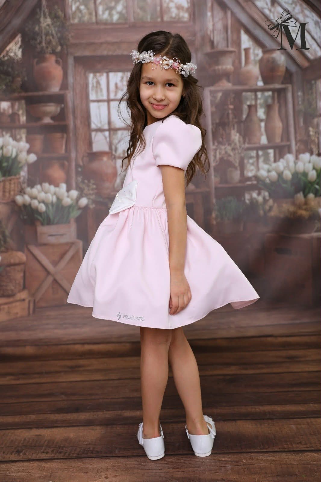 Sukienka kokarda dziewczęca różowa MałaMi 1875-5326-40