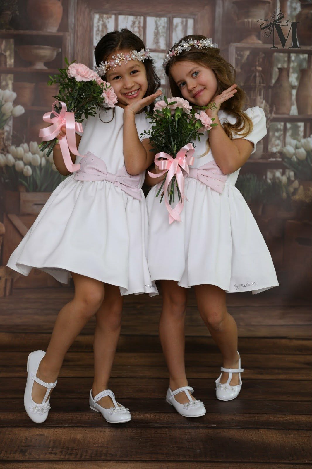 Sukienka kokarda dziewczęca biały MałaMi 1875-5326-3