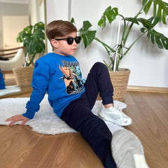 Tracksuit 2 pieces Dino sweatshirt and pants boy blue Kocak 1124-7125-35