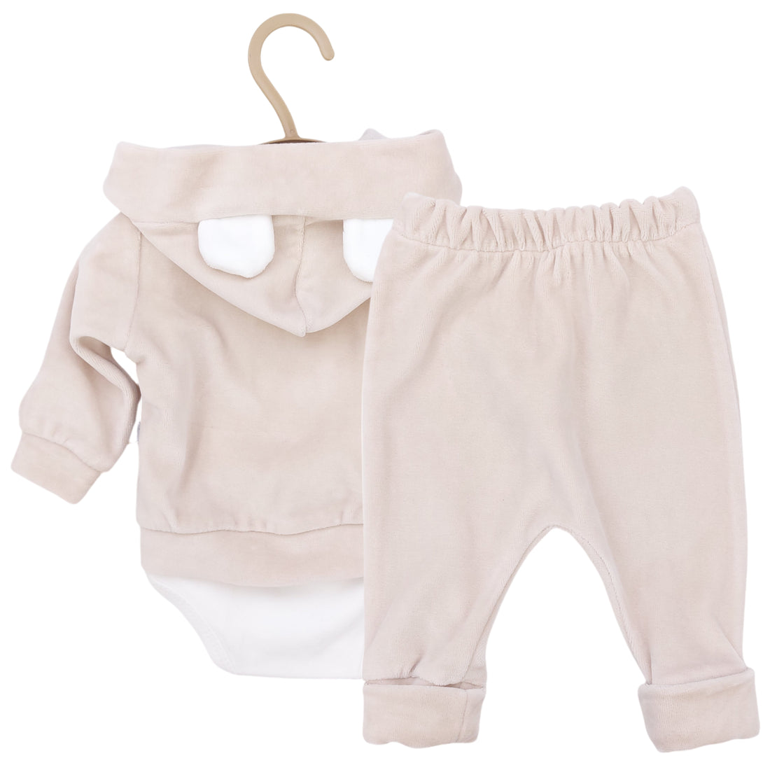 Velvet baby set for girls beige Pakel 1208-231024