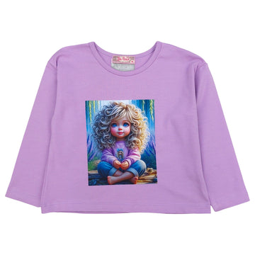 Oversized blouse girl girly purple Your Word 465-10924 GKMOD