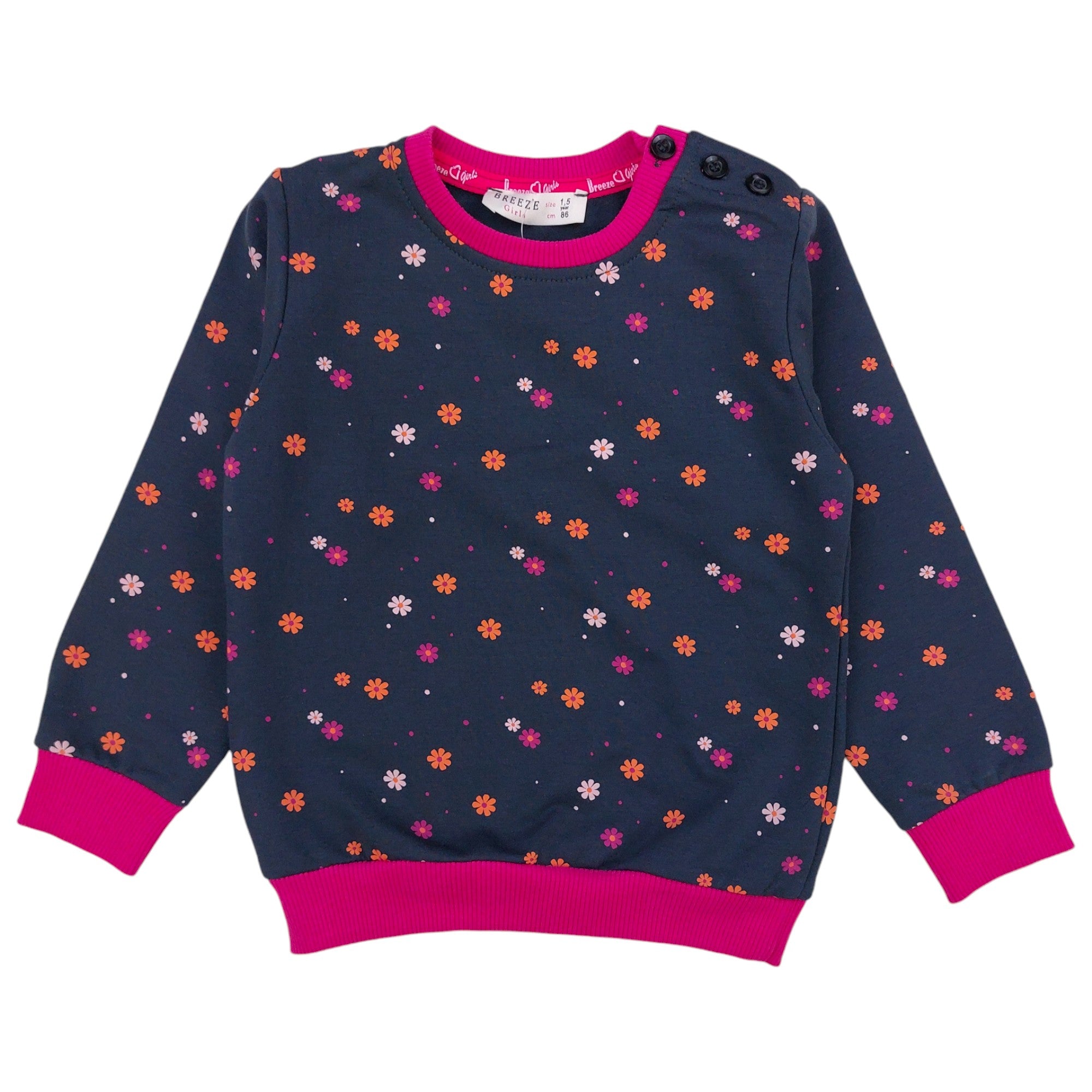 Girl's flower sweatshirt graphite Breeze 19434-10924 GKMOD