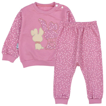 Girls' 2-piece floral tracksuit, heather Pakel 461-13924