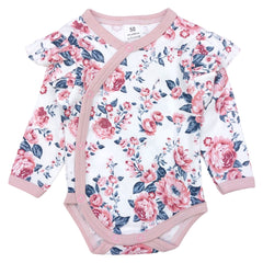 Baby bodysuit with roses for girls white Guliwerkids 101-71024