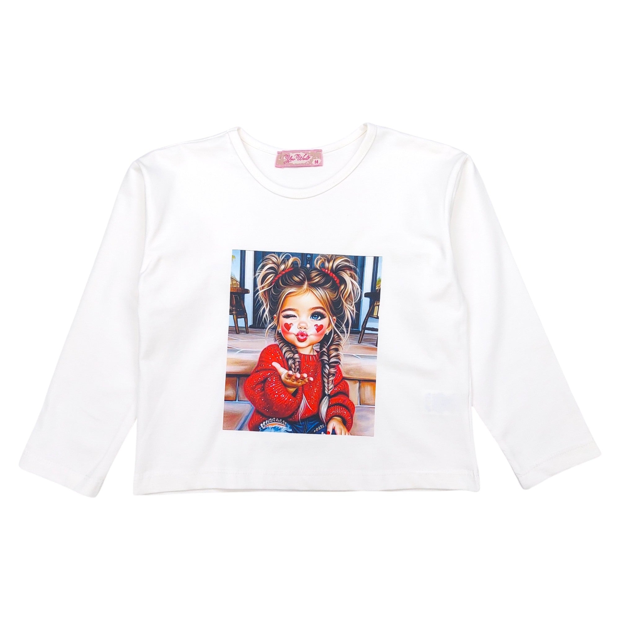 Cotton blouse curls girl cream Your Word 465-30924