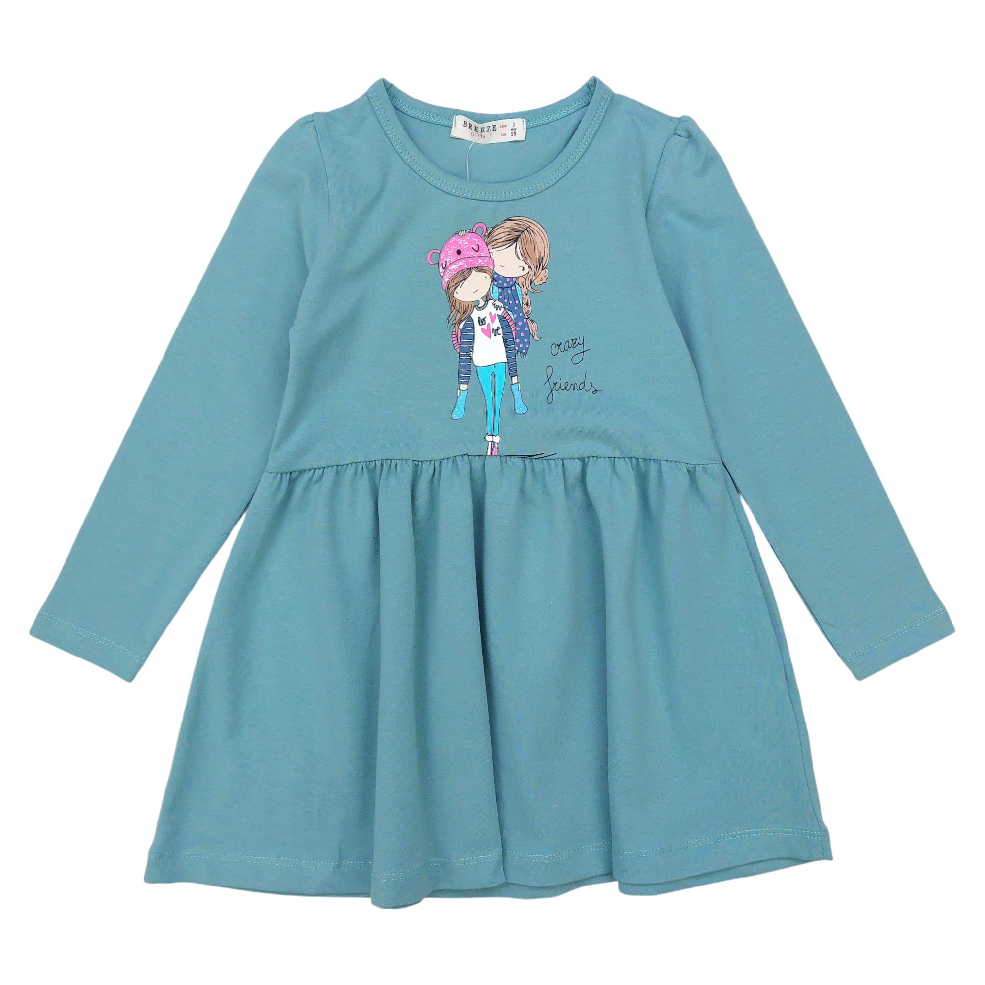 Girls' cotton dress with tulle sage Breeze 20852-30924