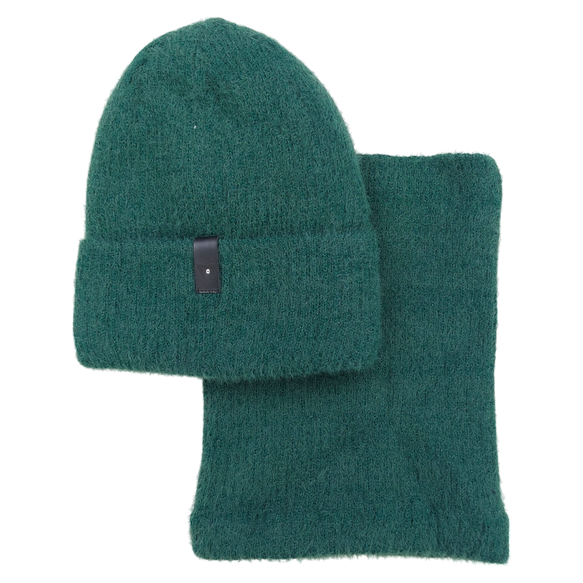 Set of hat with snood alpaca girl green Grans KA-27-241024-48