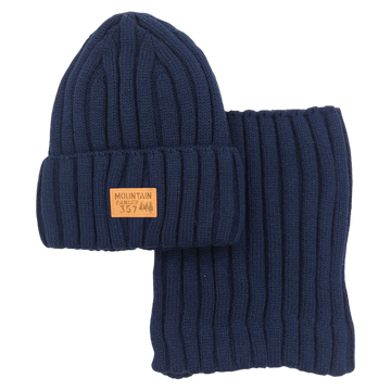 Set of hat with snood for boys navy blue Grans KA-30-241024-23