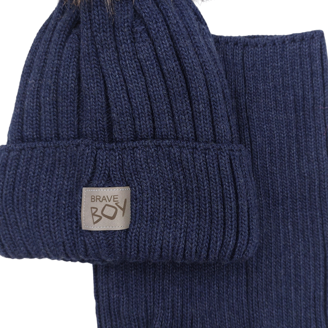 Set of hat with snood for boys navy blue Grans KA-32-241024-23