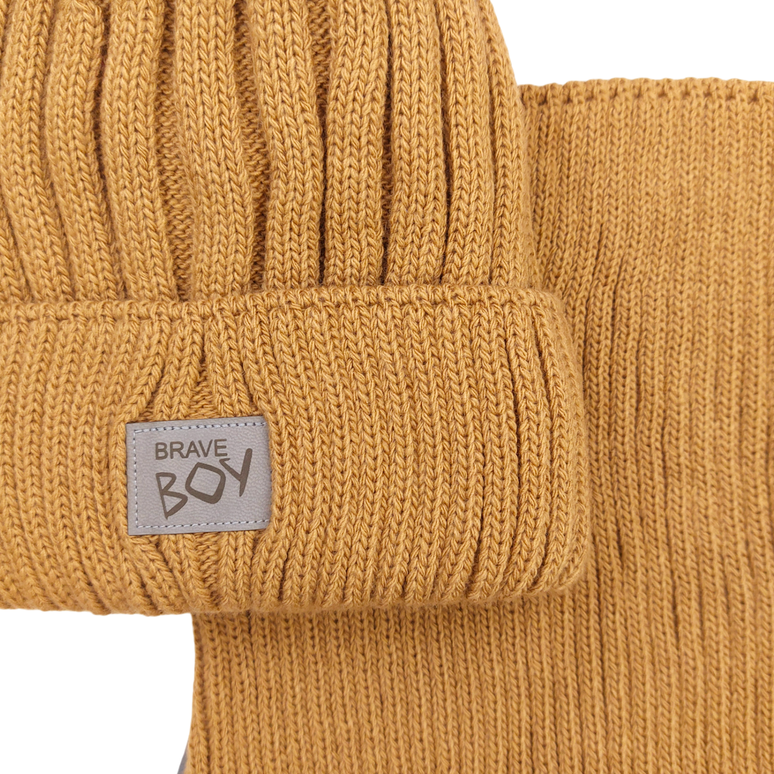 Boy's hat with scarf set mustard Grans KA-32-241024-60